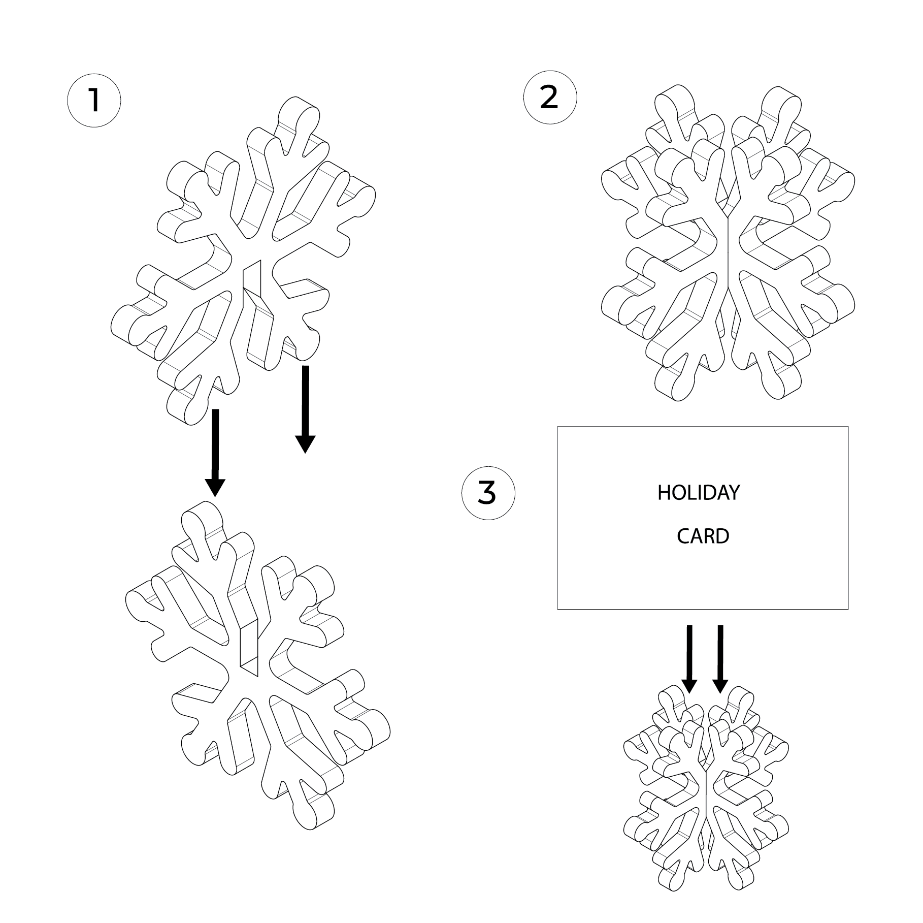 Snowflakes Decor (Set of 3) - Christmas Card Holder - Christmas Tree Ornaments - Simple Snowflakes - Modern Christmas Decor - Honey and Ivy 